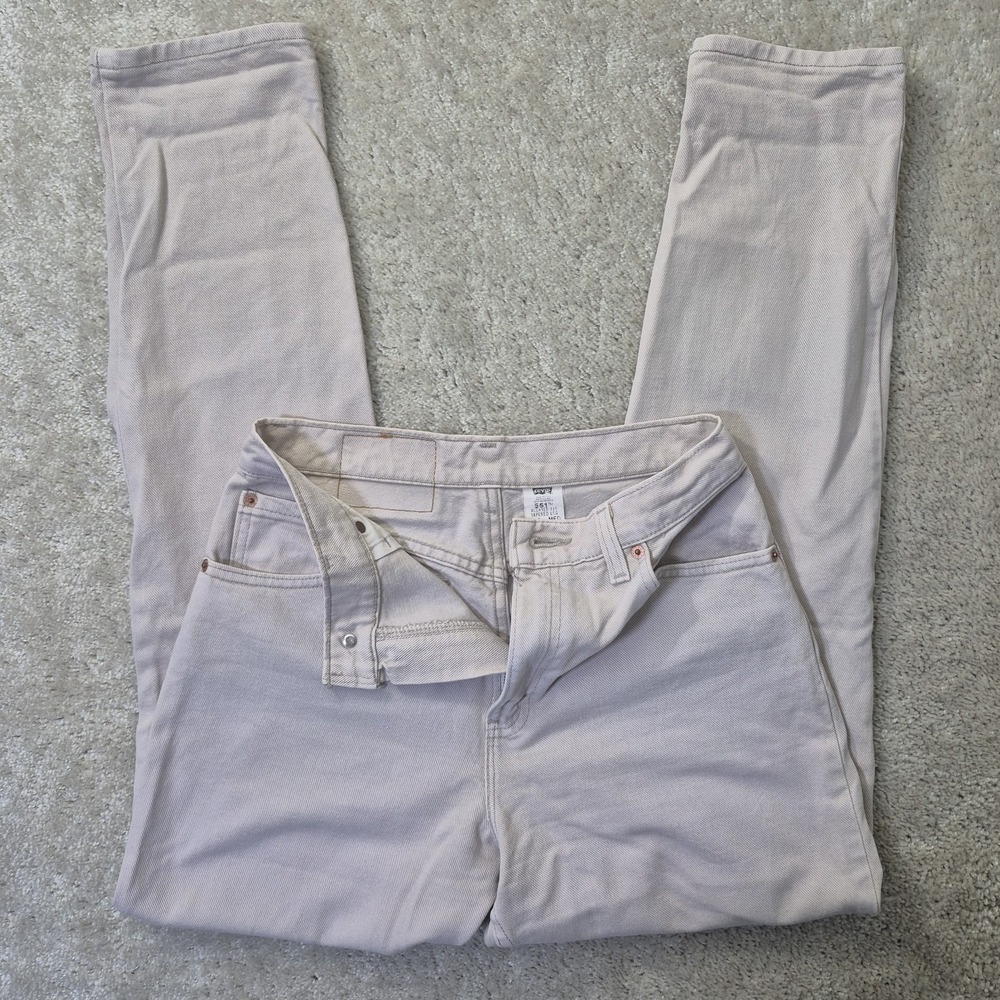 Vintage Levis 551 Jeans Womens 8 Relaxed Tapered 27x32 Beige High Rise Mom 80s
